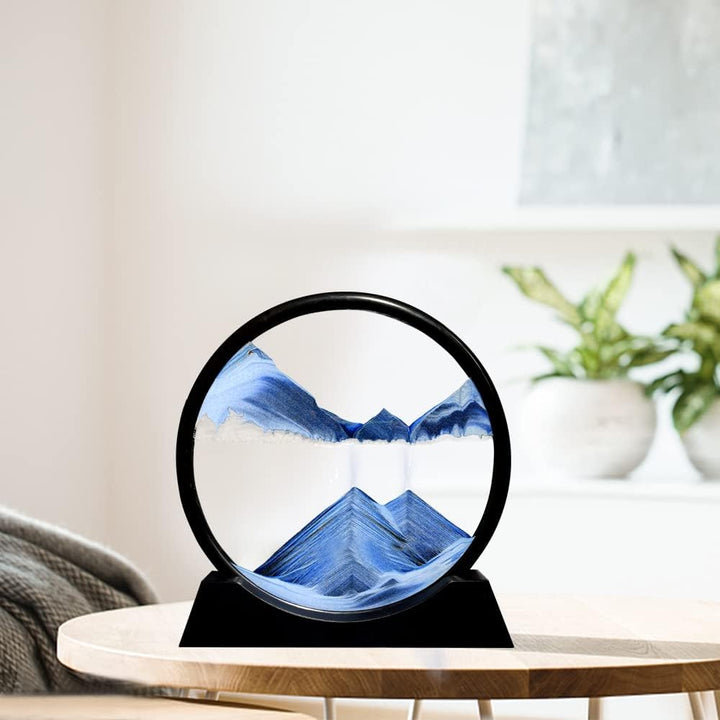Aoderun Sandbilder Zum Drehen 3d Sanduhr Büro Deko Sand Rundes Glas Fliessender Sand Rahmen Beweglic