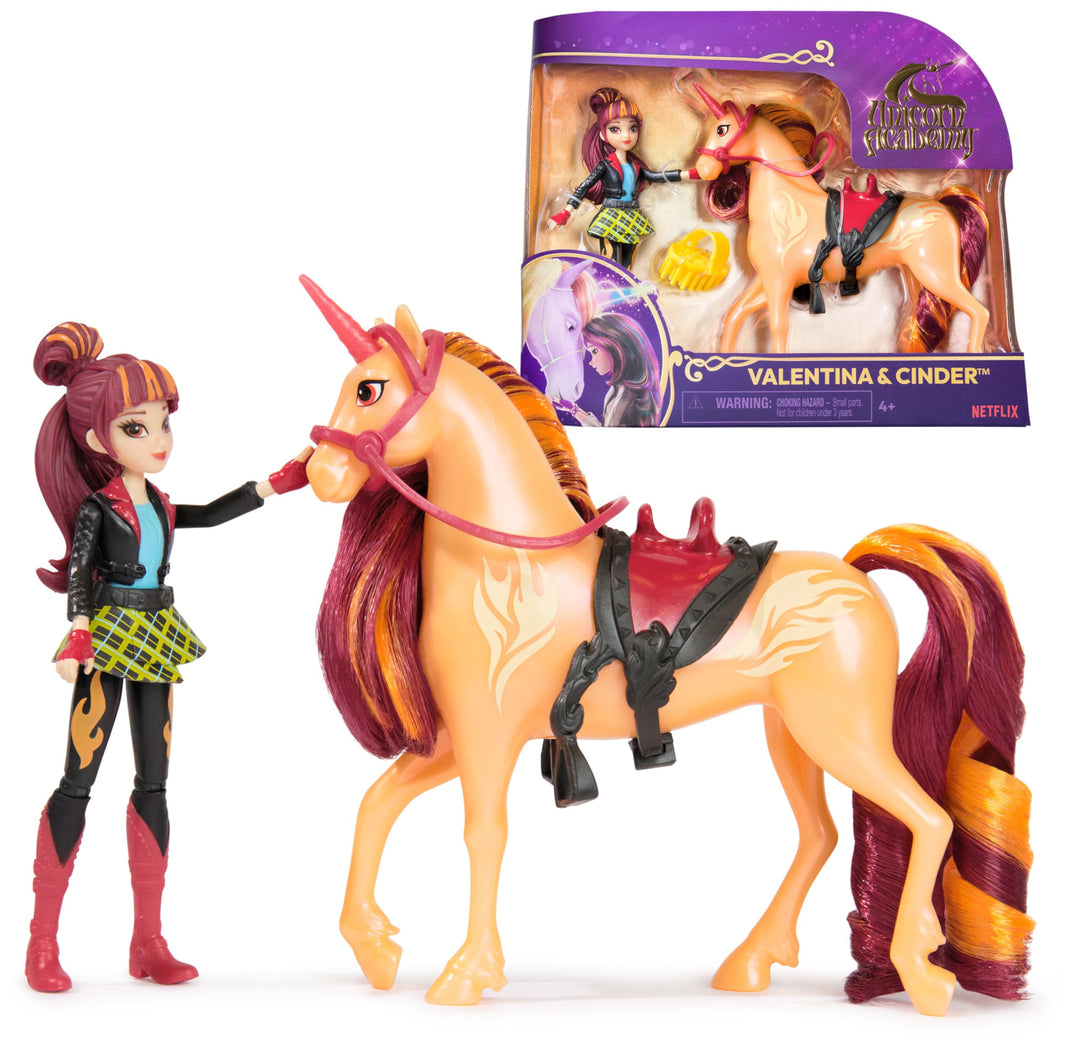 Unicorn Academy Valentina und Einhorn Cinder Set - ca. 12 cm grosse Originalfiguren zur beliebten Ne