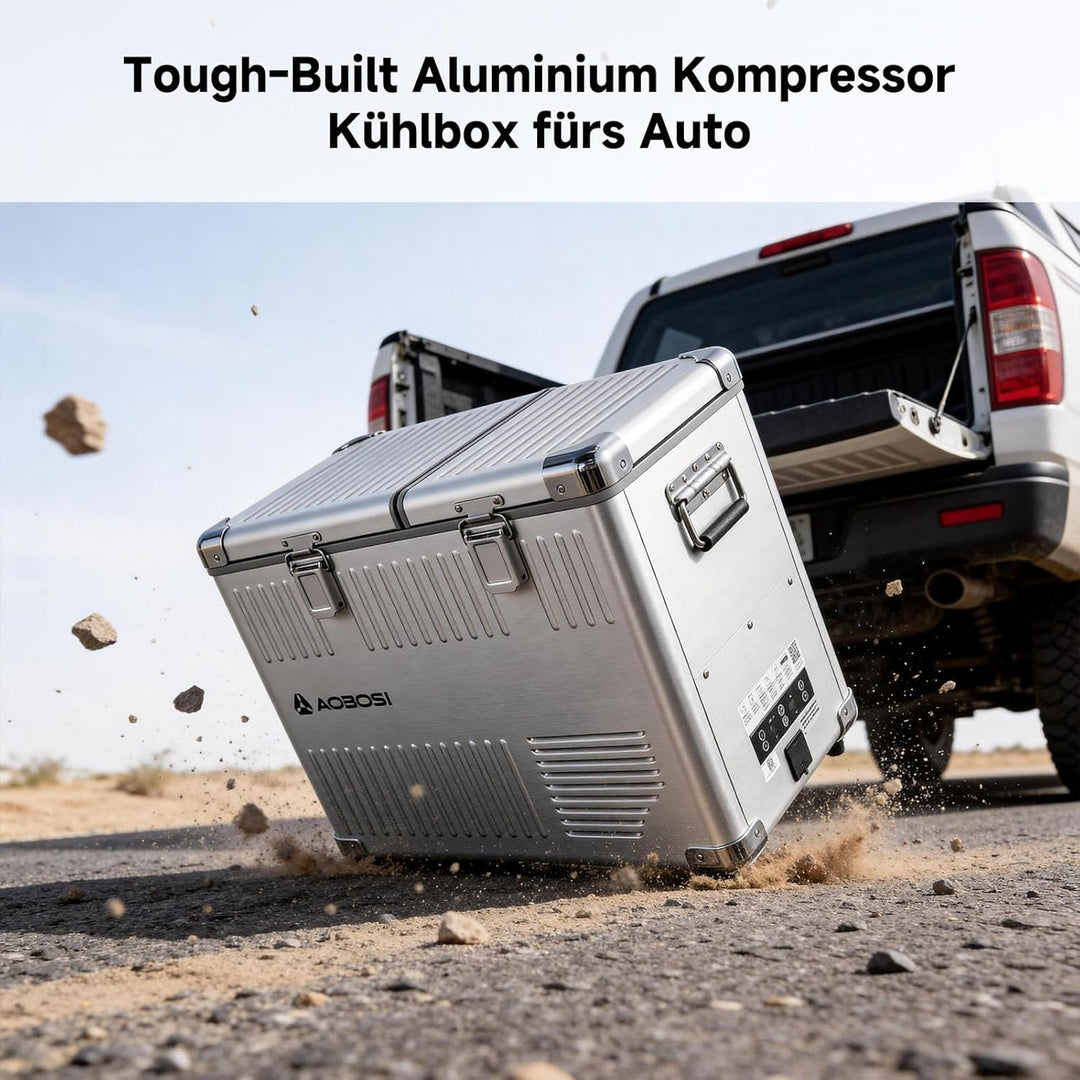 AAOBOSI Kompressor Kühlbox 50L, Dual Zone Kühlbox Kompressor, -20°C bis 20°C, Aluminium Auto Kühlsch