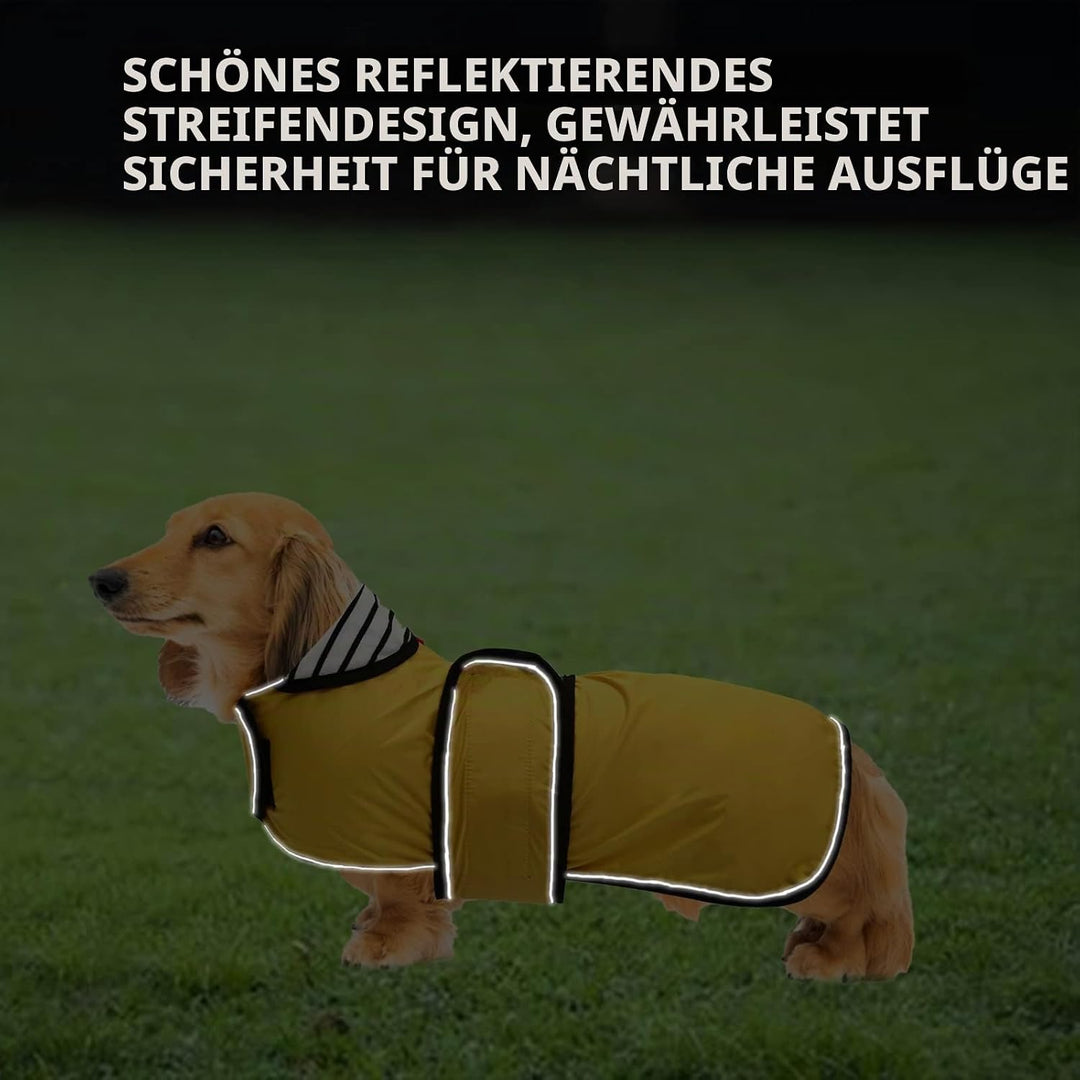 Geyecete Hunde Regenmantel,Einstellbar Wasserdicht Hundejacke für Dackel,Regenmantel mit reflektiere