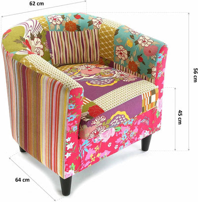 Versa Pink Patchwork Sessel für Wohnzimmer, Schlafzimmer oder Esszimmer, bequemer und Anderer Sessel