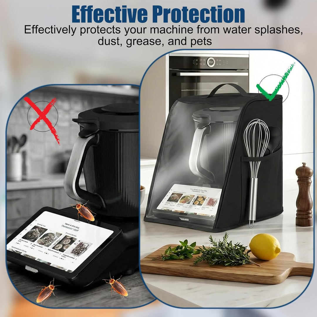 Abdeckhaube für Thermomix TM7, Wasserdichte und staubdichte Schutzhülle mit transparentem Sichtfenst