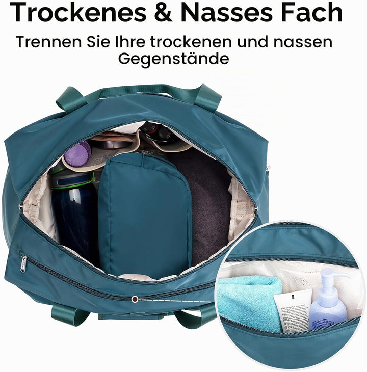 Ceneda Sporttaschen Klassische mit Schuhfach und Nassfach Tragbare Übernachtungs Wochenendtasche Rei