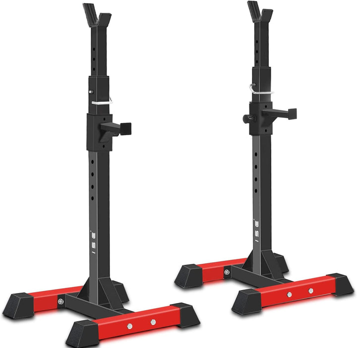 ISE Hantelständer Squat-Rack mit 6 Höhenverstellbar Langhantelablage,2 Einzelnen Ständern,Aus pulver