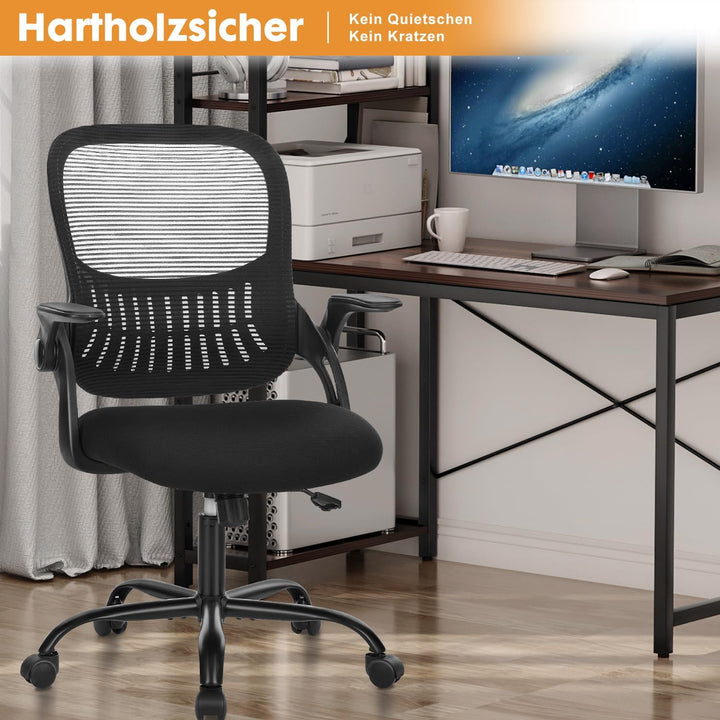 DUMOS Bürostuhl Ergonomisch, Schreibtischstuhl mit Lendenwirbelstütze, Verstellbaren Armlehnen Drehs
