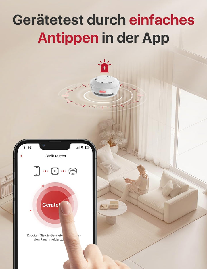 X-Sense Smarter WLAN-Rauchmelder XS01-M, TÜV-Zertifiziert, kompatibel mit X-Sense Home Security App,