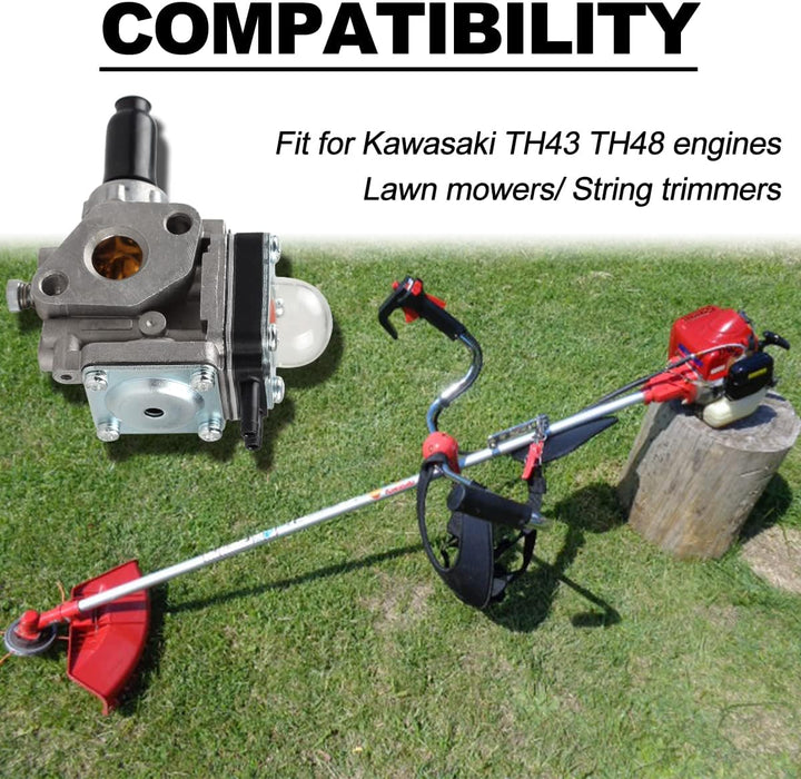 Vergaser-Kit für Kawasaki Th43 Th48 Motor Rasenmäher Trimmer Outdoor Gartengerät, mit Dichtung Kraft