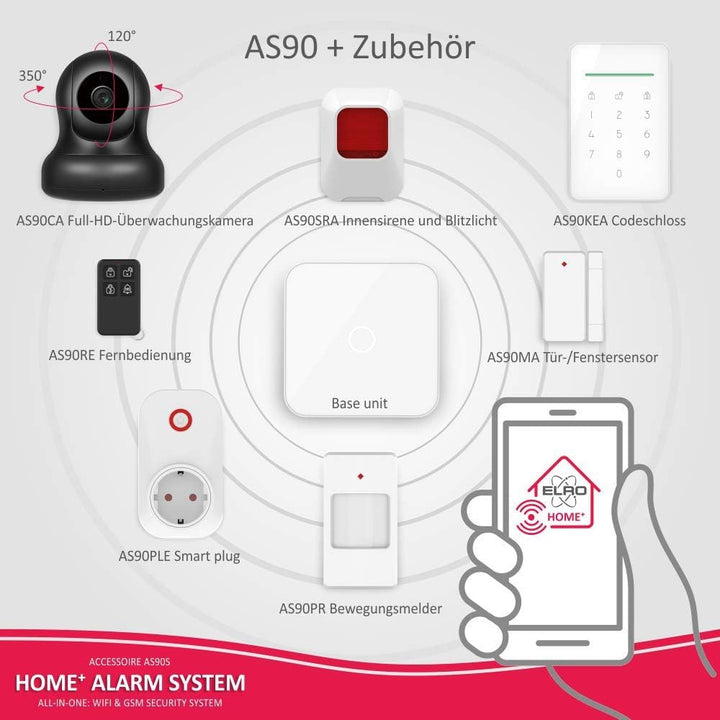 ELRO AS90SRA Innensirene AS90S Home+ Alarmsystem, Zubehör Zubehör Innensirene, Zubehör Innensirene