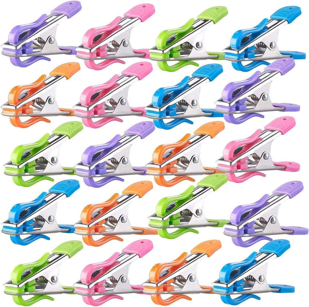 PEARL Wäscheclips: Soft-Grip-Wäscheklammern mit Doppel-Kleiderhaken, 100 Stück, 5 Farben (Kleiderkla