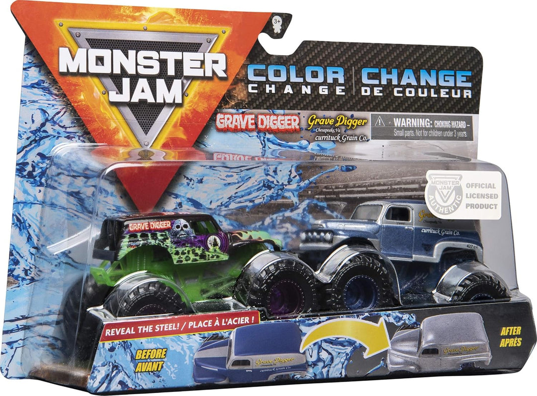 Monster Jam Offizieller Grave Digger vs Grave Digger (1984 Retro) Farbwechselnde Die-Cast Monster Tr