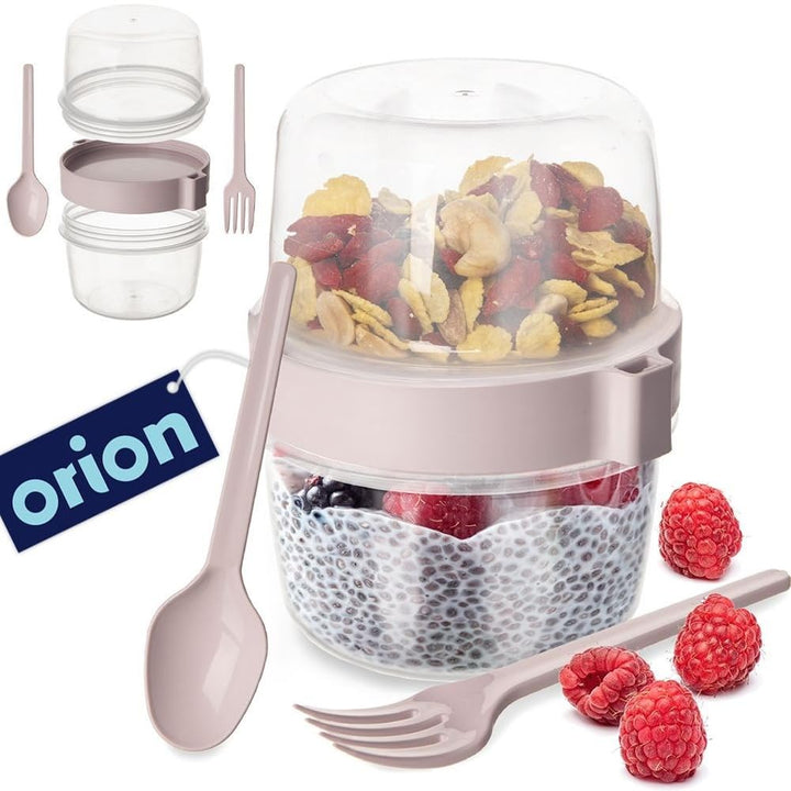 orion group Joghurtbecher mit Löffel und Schale Joghurtbehälter Müslibecher To Go 370 ml