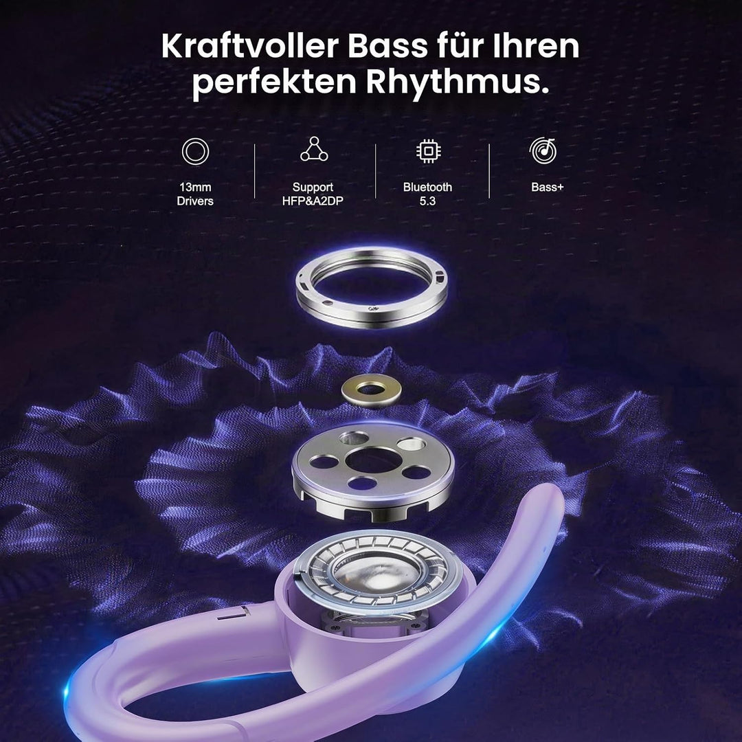 Csasan Bluetooth Kopfhörer Sport, in Ear Kopfhörer Kabellos Bluetooth 5.3 mit Ohrbügel, Hi-Fi Stereo