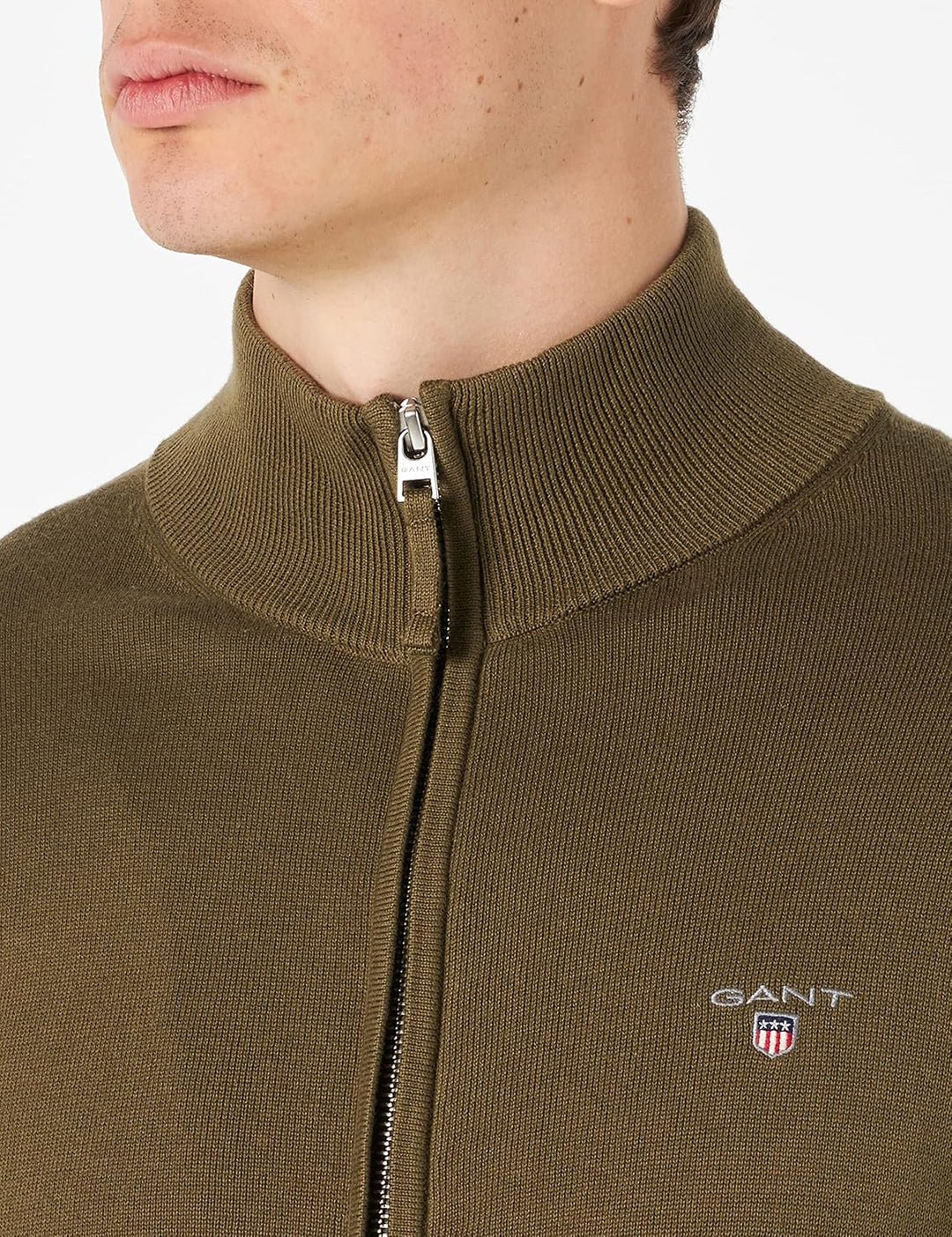 GANT Herren Classic Cotton Zip Cardigan Strickjacke M Racing Green, M Racing Green