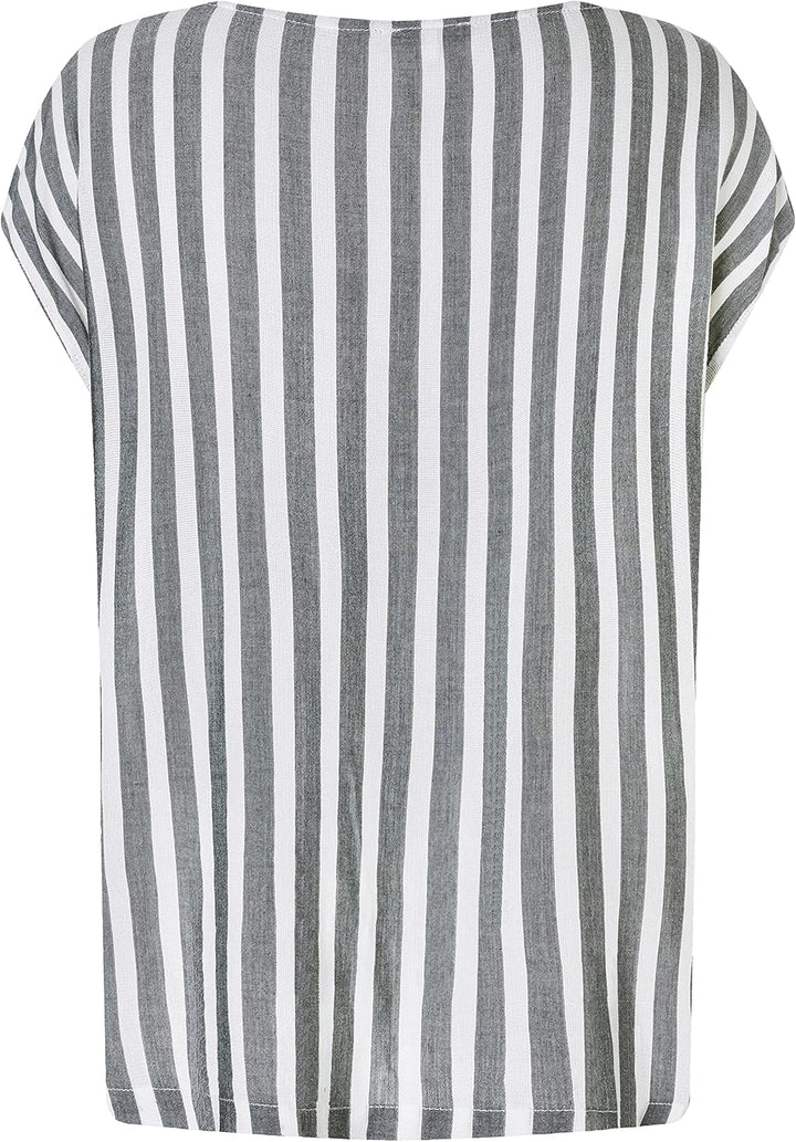 Timezone Damen Striped Airy Top T-Shirt XL Grey White Stripe, XL Grey White Stripe