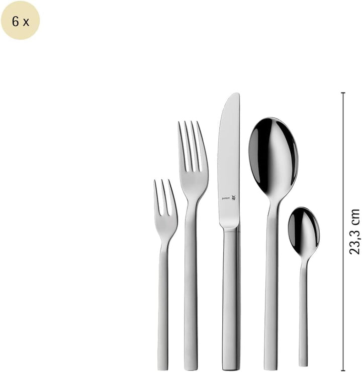 WMF Lyric Plus Edelstahl Besteck Set 6 Personen, Essbesteck Set 30teilig, Hohlheftmesser, Cromargan