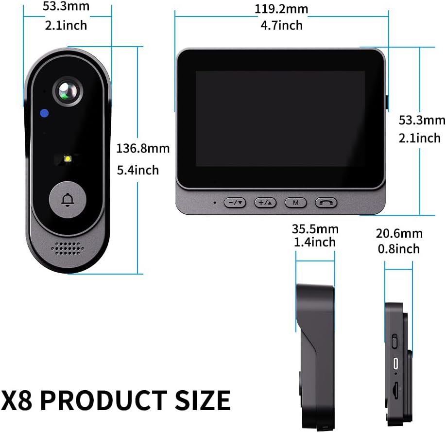 KEPEAK Türklingel mit Kamera, Video Türklingel IP66 Wasserdicht, 4,3 Zoll Farbbildschirm, 120° HD We