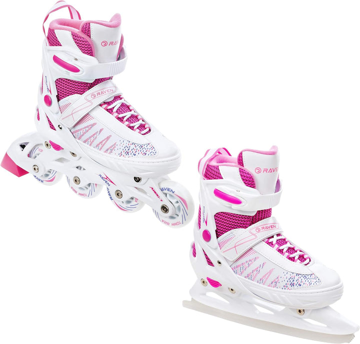 RAVEN 2in1 Schlittschuhe Inline Skates Inliner für Kinder Mädchen verstellbar