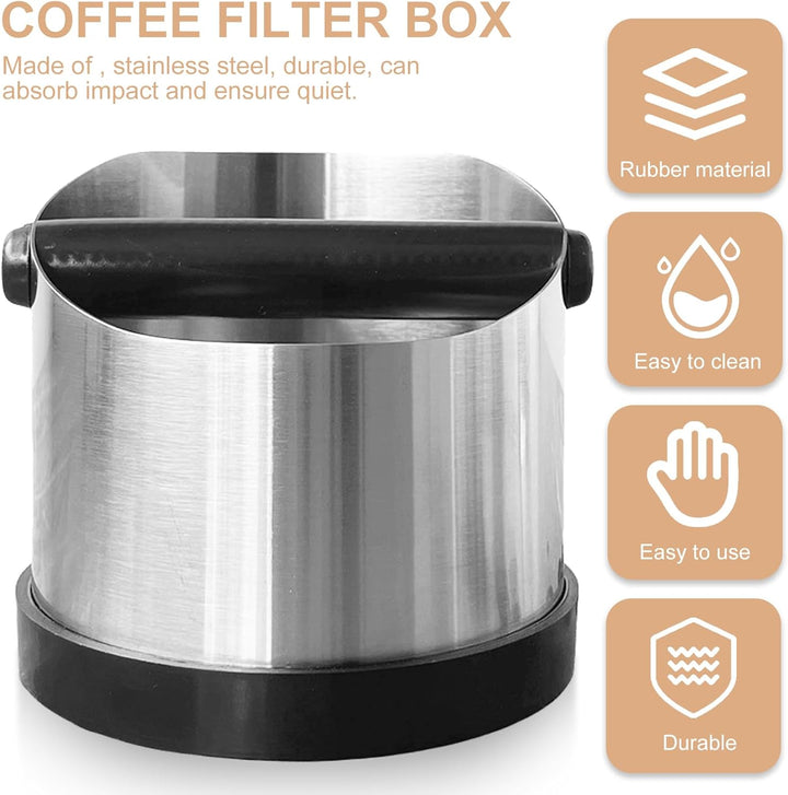 Abklopfbehälter für Siebträger, 700ML Edelstahl Knock Box für Kaffeesatz Espresso Abklopfbehälter Si