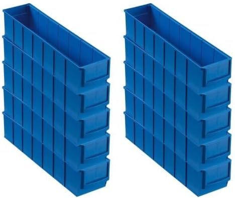SparSet 10x Blaue Industriebox 400 S | HxBxT 8,1x9,1x40cm | 2,2 Liter | Sichtlagerkasten, Sortiments