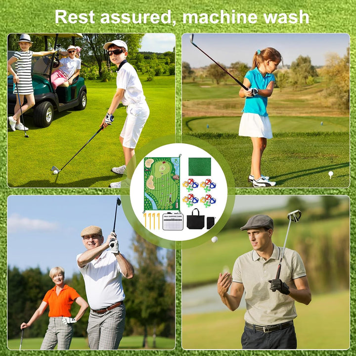 Golf Trainingsmatte Set, Golfspielset mit 16 Golfbällen und Scoreboard, Schlagmatte für Indoor und O