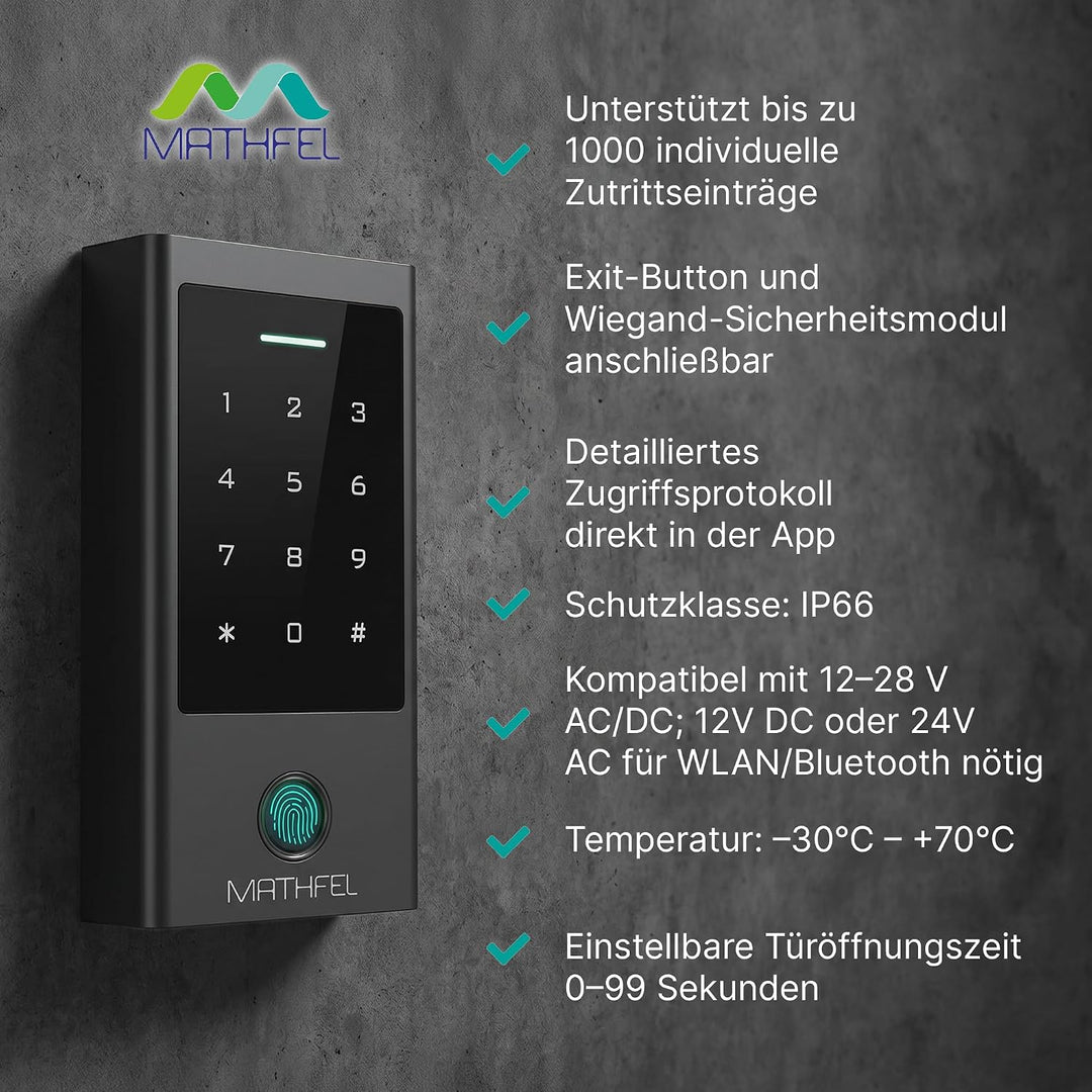 MATHFEL ZUGANGSKONTROLLSYSTEM Fingerprint | Code | RFID UND WLAN Wlan Gateway, Wlan Gateway