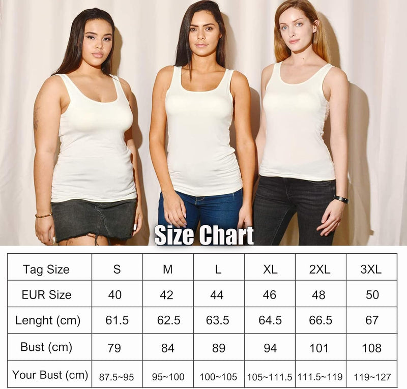 STARBILD Damen Unterhemd BH-Hemd Basic U-Ausschnitt Eingebauter BH Bügelloser Gepolstert Tank Tops,