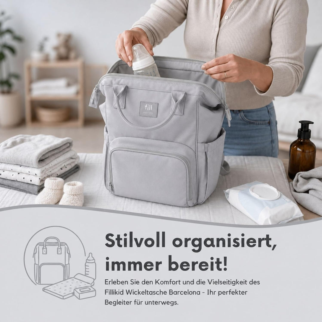 Fillikid Wickelrucksack Barcelona | Geräumiger & stylischer Rucksack mit vielen Fächern, isoliertem