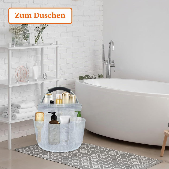 17L Picknickkorb mit Griffen und 6 Taschen, Faltbarer Einkaufskorb, Tragbarer Strandtasche aus PVC-H