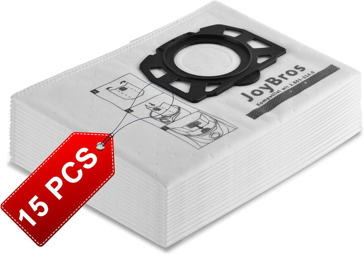 15 Stück Staubsaugerbeutel für Kärcher WD 3 S WD 3 V-17/4/20 KFI 357 2.863-314.0 WD 2 Plus KWD 3V KW