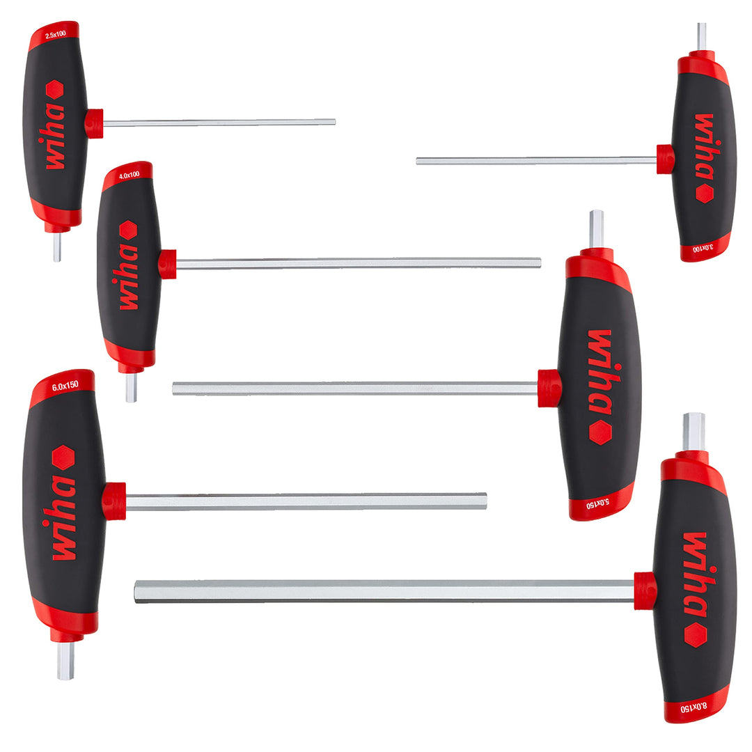 Wiha Stiftschlüssel Set mit Quergriff 6-tlg. I ComfortGrip Sechskant mit Seitenabtrieb I Satz 2,5 -