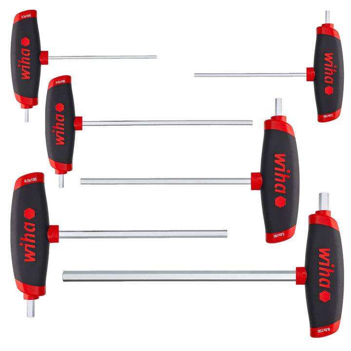 Wiha Stiftschlüssel Set mit Quergriff 6-tlg. I ComfortGrip Sechskant mit Seitenabtrieb I Satz 2,5 -