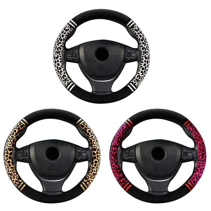 Riloer Universal Anti-Rutsch-Lenkradabdeckung, Leopard Print Protector Autoabdeckung für Auto, LKW,