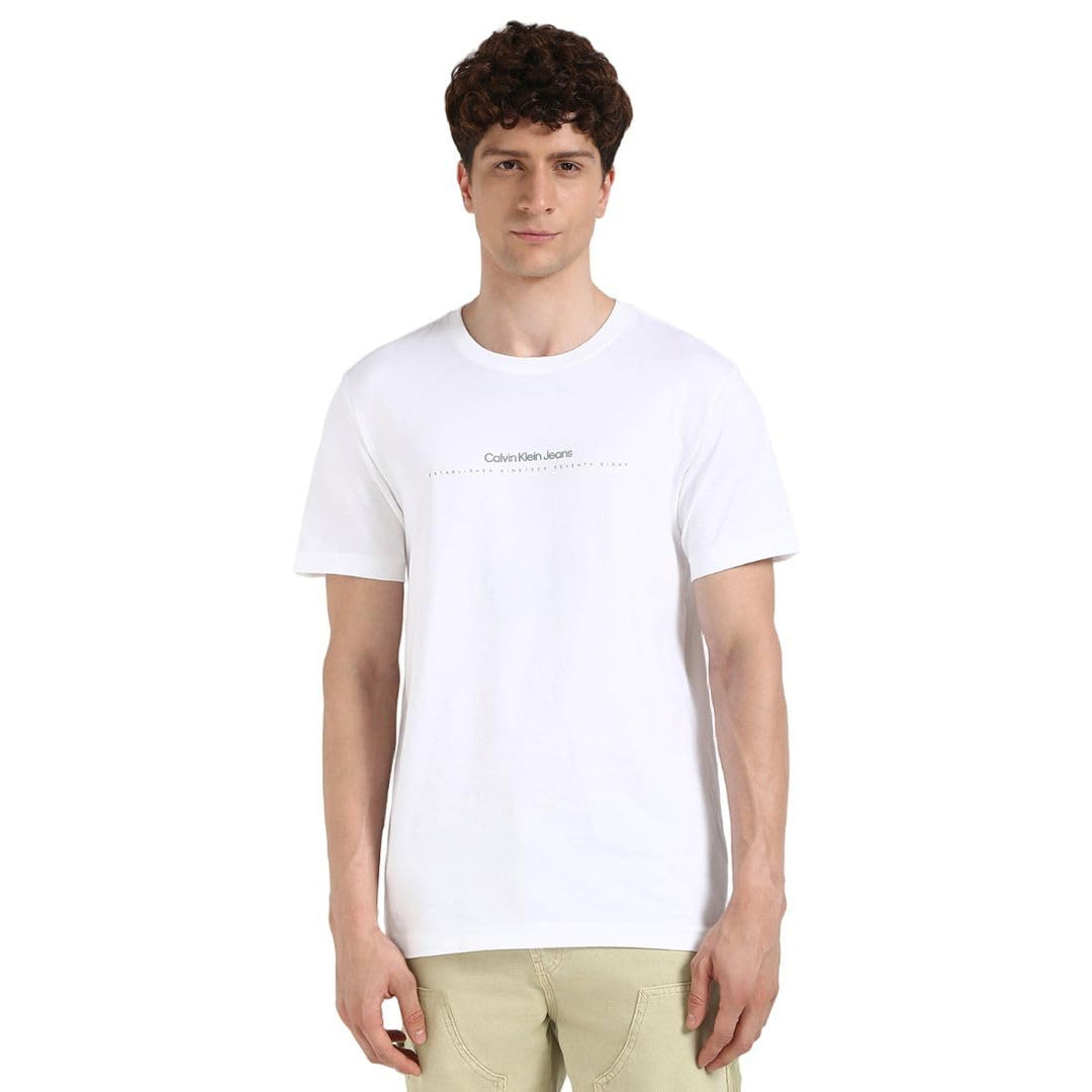 Calvin Klein Jeans Herren Badge Turn Up Sleeve Kurzarm Strickoberteile M Bright White, M Bright Whit