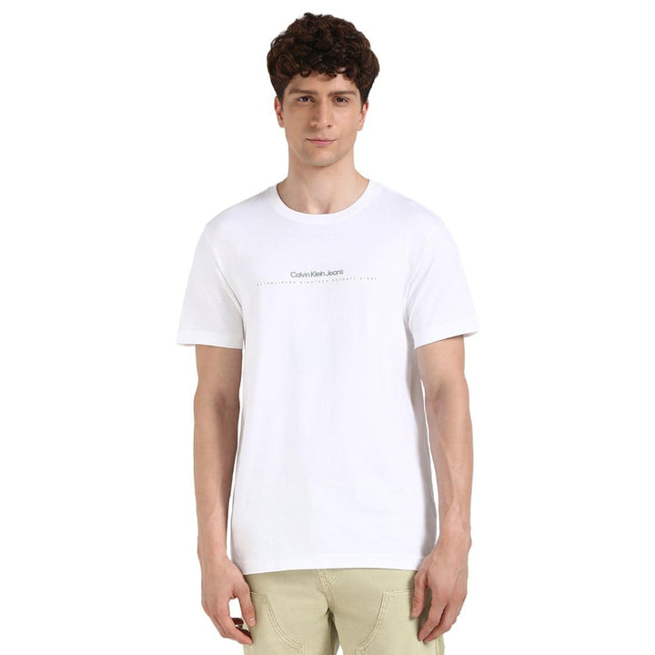 Calvin Klein Jeans Herren Badge Turn Up Sleeve Kurzarm Strickoberteile M Bright White, M Bright Whit