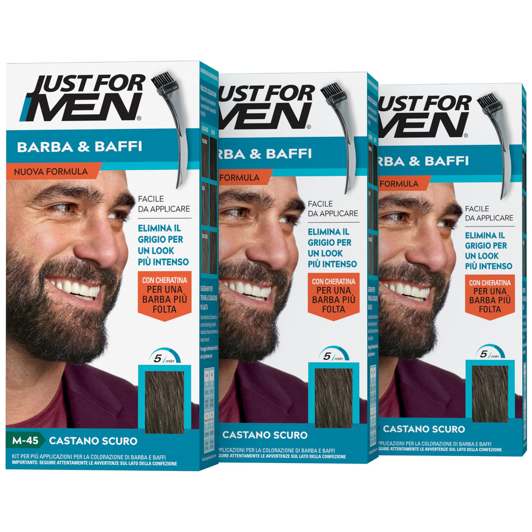 Just For Men Barba & Baffi, Tinta Per Barba Uomo, Tintura Senza Ammoniaca, Elimina I Peli Grigi, Con
