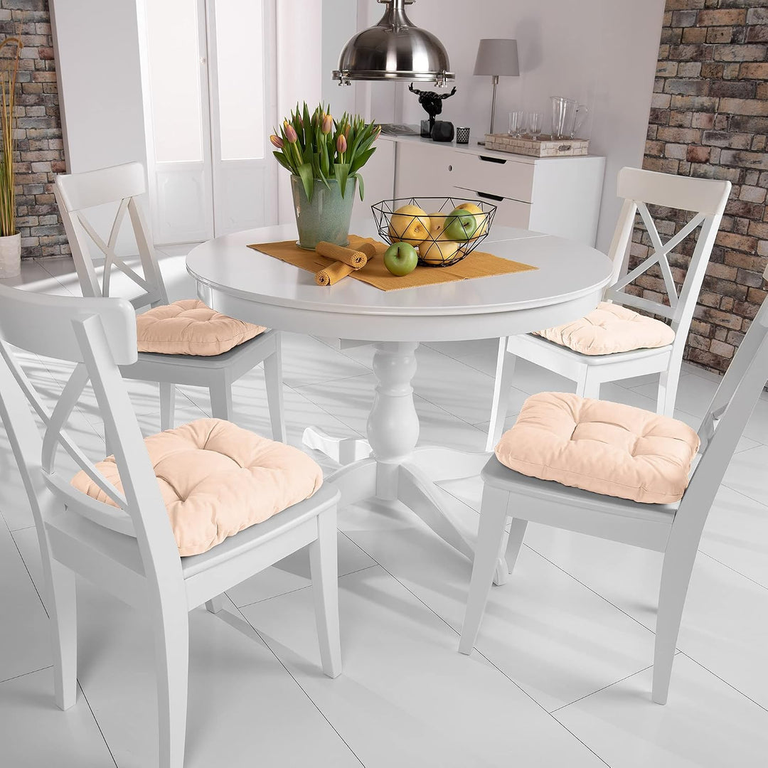 Beautissu 4er Set Sitzkissen Indoor &amp; Outdoor mit Schaumstoff Füllung | 40x40cm 8cm Natur weiche wid