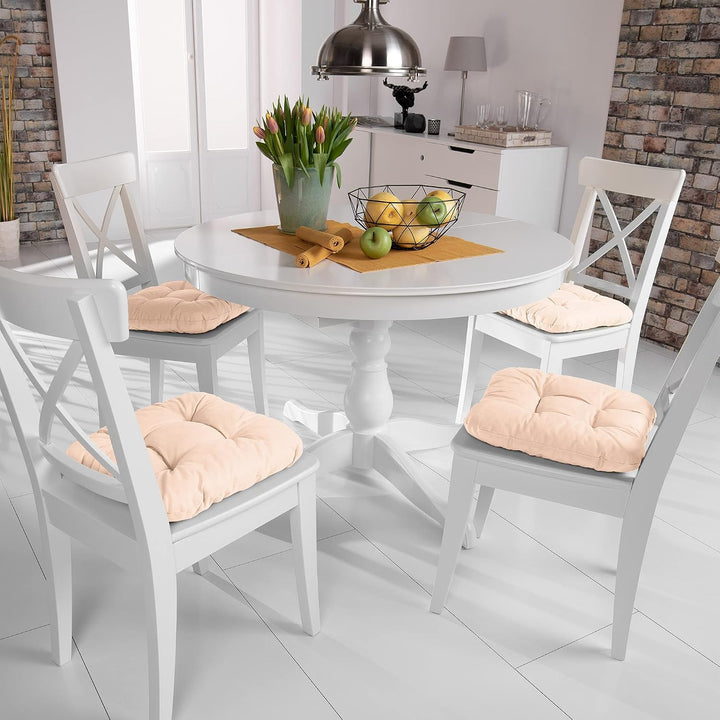 Beautissu 4er Set Sitzkissen Indoor &amp; Outdoor mit Schaumstoff Füllung | 40x40cm 8cm Natur weiche wid