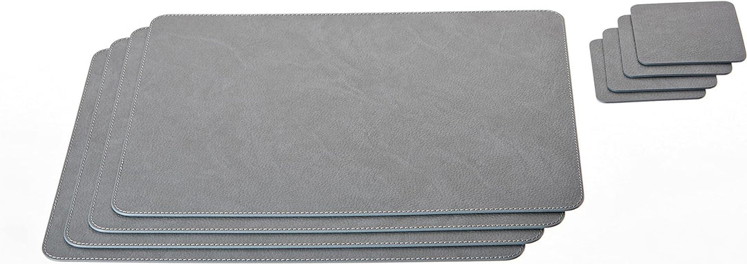 Nikalaz Platzsets und Untersetzer (4er Set) aus recyceltem Leder, Tischsets, 4 Stück Platzsets und 4