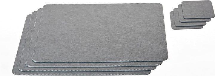 Nikalaz Platzsets und Untersetzer (4er Set) aus recyceltem Leder, Tischsets, 4 Stück Platzsets und 4
