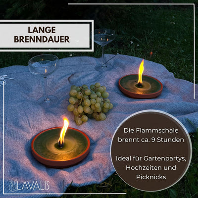 Lavalis 2x Terrakotta Flammschale, grosse Garten-Kerze, sturmfeste Outdoor-Kerze, für Grill-Fest, Ho