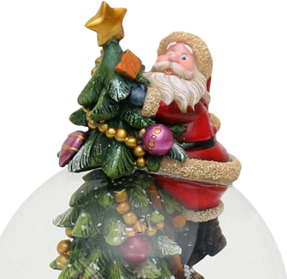 Dekohelden24 Bezaubernde Schneekugel am Tannenbaum, mit Weihnachtsmann und Sound, 500897, Masse H/B/