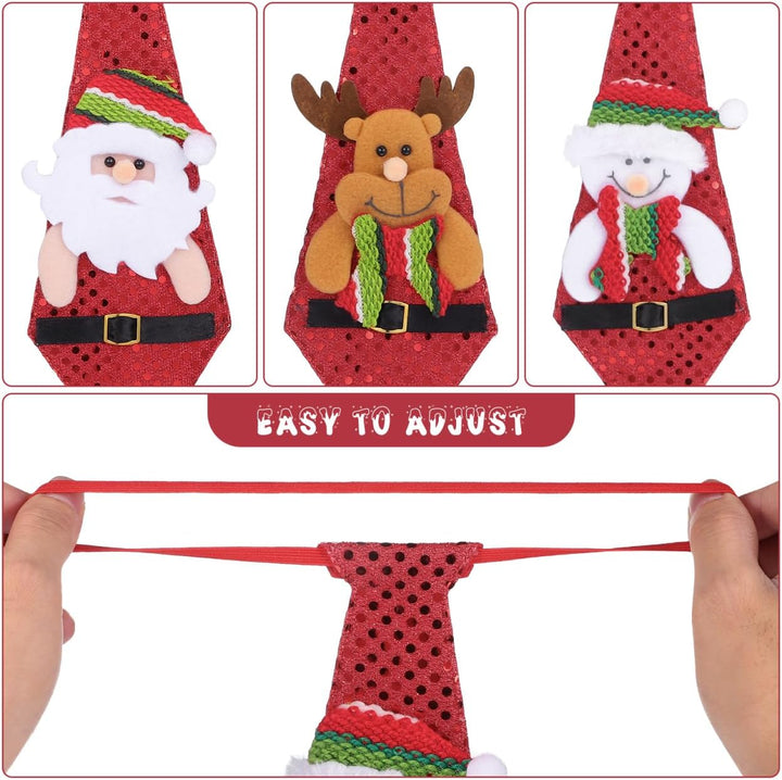 SOIMISS 3Pcs Weihnachtskrawatten Lustige Pailletten Santa Schneemann Hirsch Krawatten Neuheit Weihna