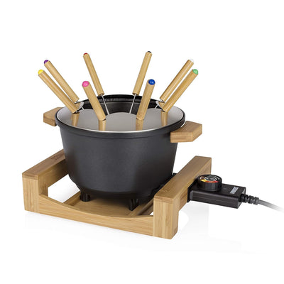 Princess 01.173025.02.001 Fondue Set Pure Black, Aluminium Gusseisen, Bambus & Schwarz