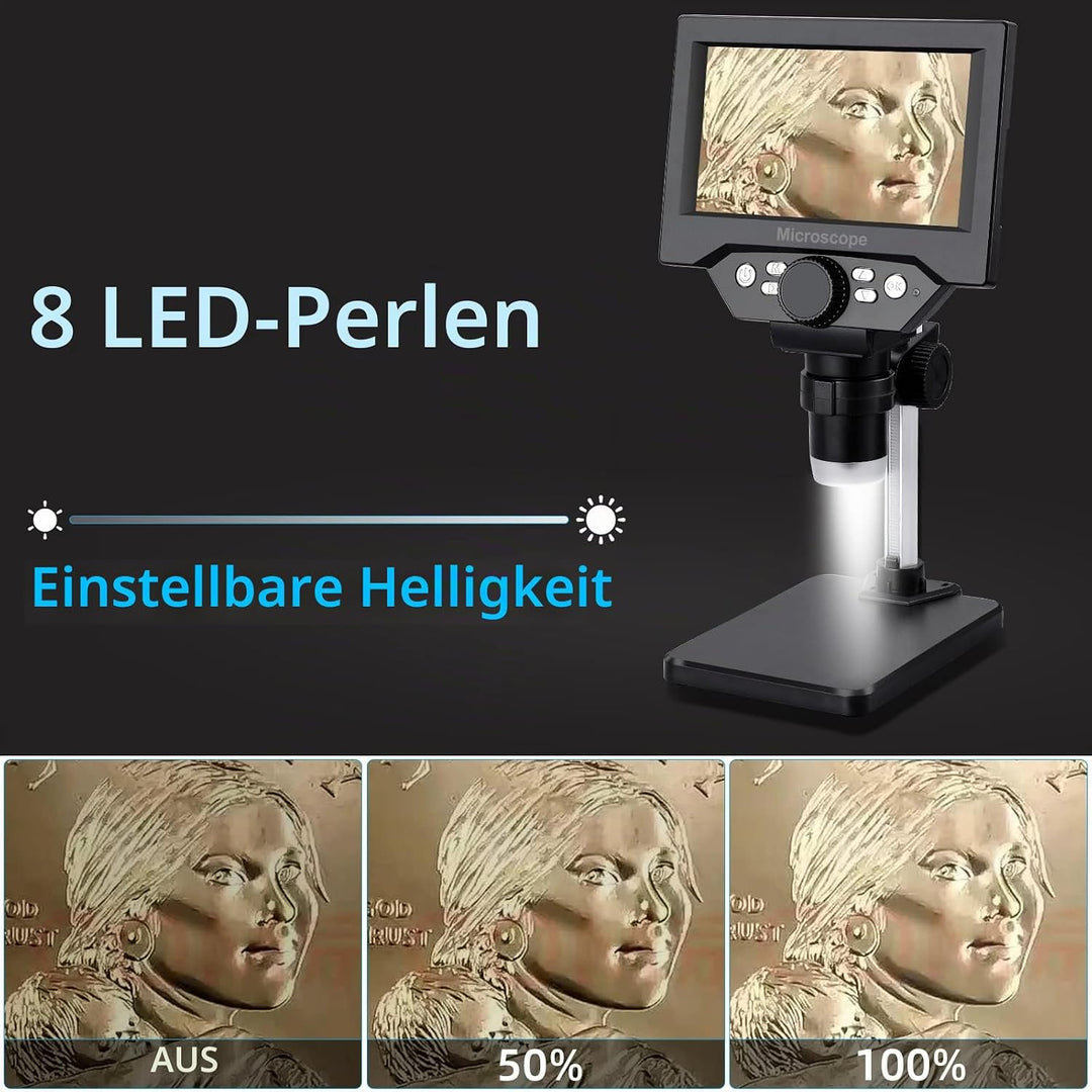 LCD Digital USB Mikroskop, Koolertron 5,5 Zoll 1080P 8 Megapixel 1000X HD Vergrösserung Zoom Drahtlo