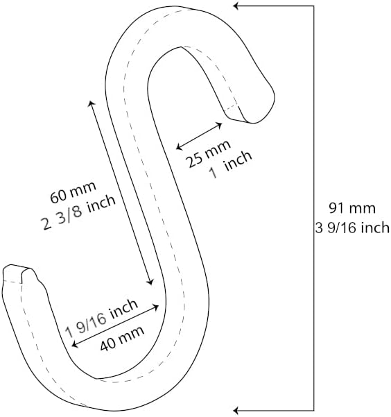 Brute Strength - S-Haken mit Vollnarbenleder umwickelt - 6 Stück - Hellgrau - 10 cm Edelstahl-Metall