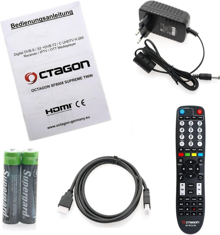 Octagon SF8008 UHD 4K Supreme Twin Sat Receiver + 500GB Festplatte INTERN, 2X DVB-S2X Tuner, E2 Linu