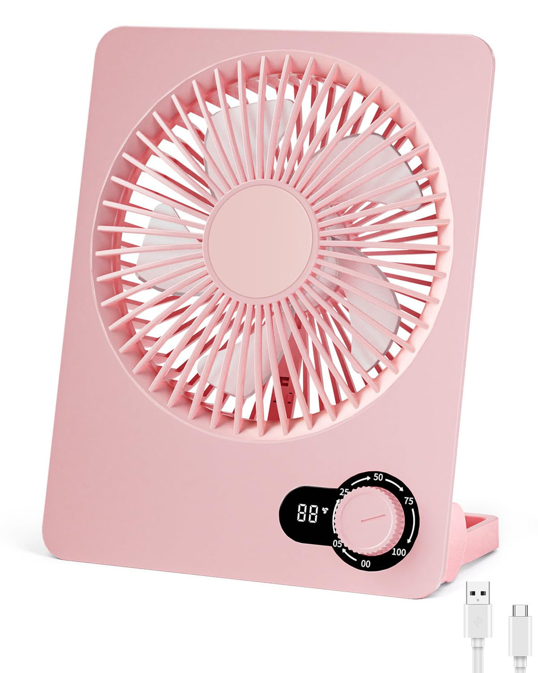Klein Tischventilator,Leise Ventilator Akku 4000mAh 100 Geschwindigkeiten 180°Einstellbar Tragbarer