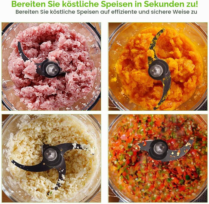 Zerkleinerer Küche Elektrisch, Multizerkleinerer Elektrisch 400W mit 1.5L Glasbehälte, Food Processo