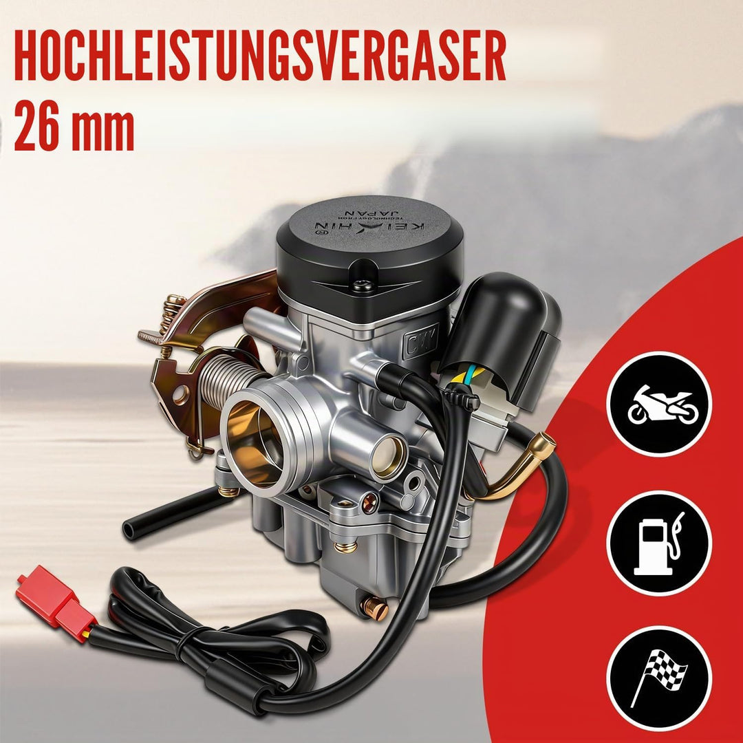 JFG RACING 26 mm CVK26 Vergaser Ersatz für ATV Scooter GY6 150 cc 200 cc 250 cc Motorrad Roller cvk2