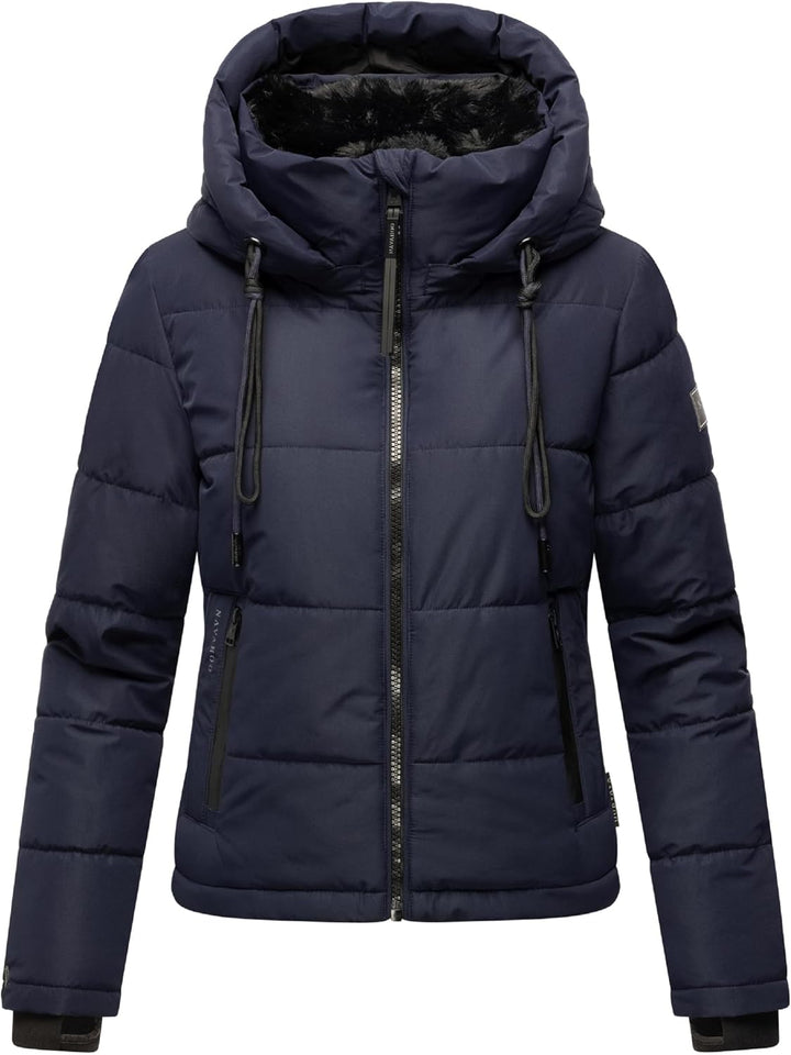 Navahoo Damen Winterjacke Steppjacke warm mit Abnehmbarer Kapuze und Kunstfellkragen Mit Liebe XIV X